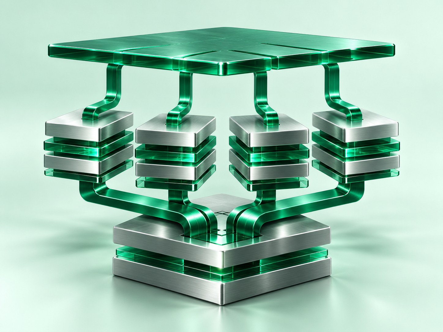 Parallel shards connect to one shared network.